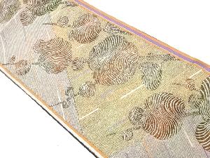 斜め縞に槍梅模様織出し袋帯